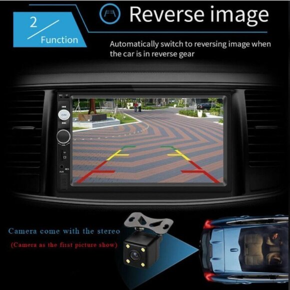 Universal 7'' Double Din Car Stereo Bluetooth FM Radio USB & Backup Camera - Picture 3 of 6